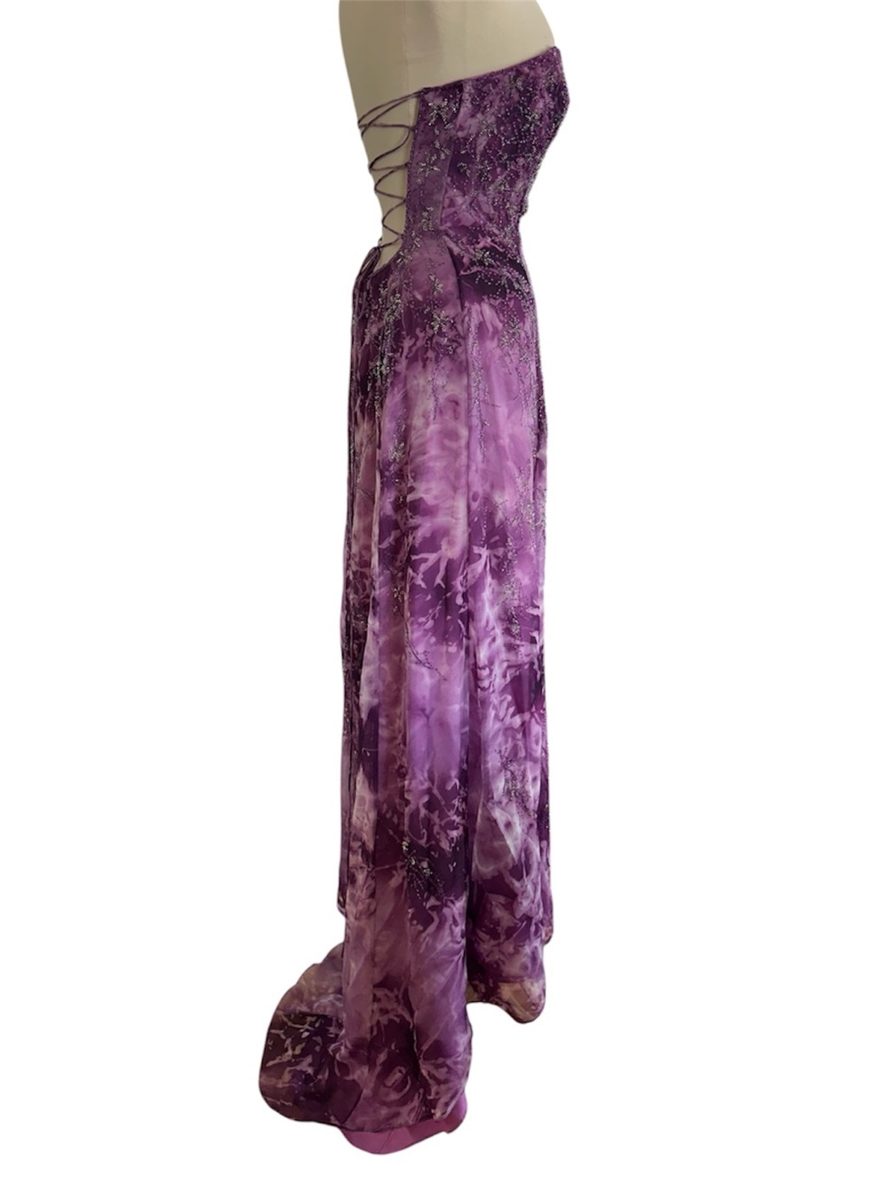 Nadine 2000s Fairy Prom Dress Purple Embellished Beaded Lace Up Back Size XS - Picture 3 of 16